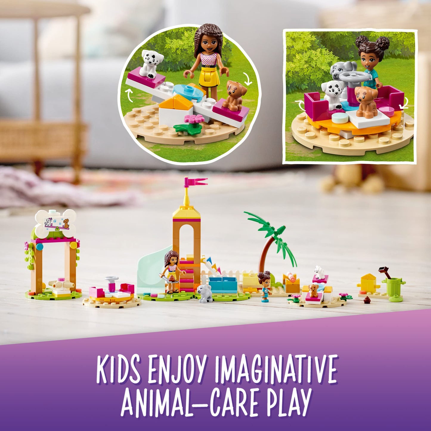 LEGO Friends Pet Playground 41698 Building Kit Designed to Grow Imaginations; Animal Playset Comes with Andrea and 3 Dog Toys; Creative Birthday Gift