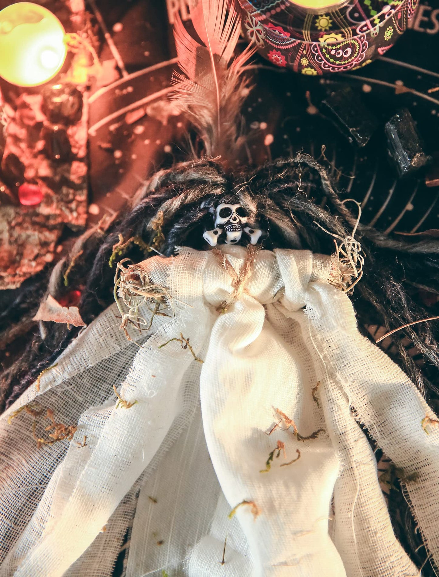 Nosadi Voodoo Doll Real Handmade Creepy Dolls Set Horror Voodoo Supplies Skull Witches Poppet for Halloween Birthday Christmas Party Gift Decoration