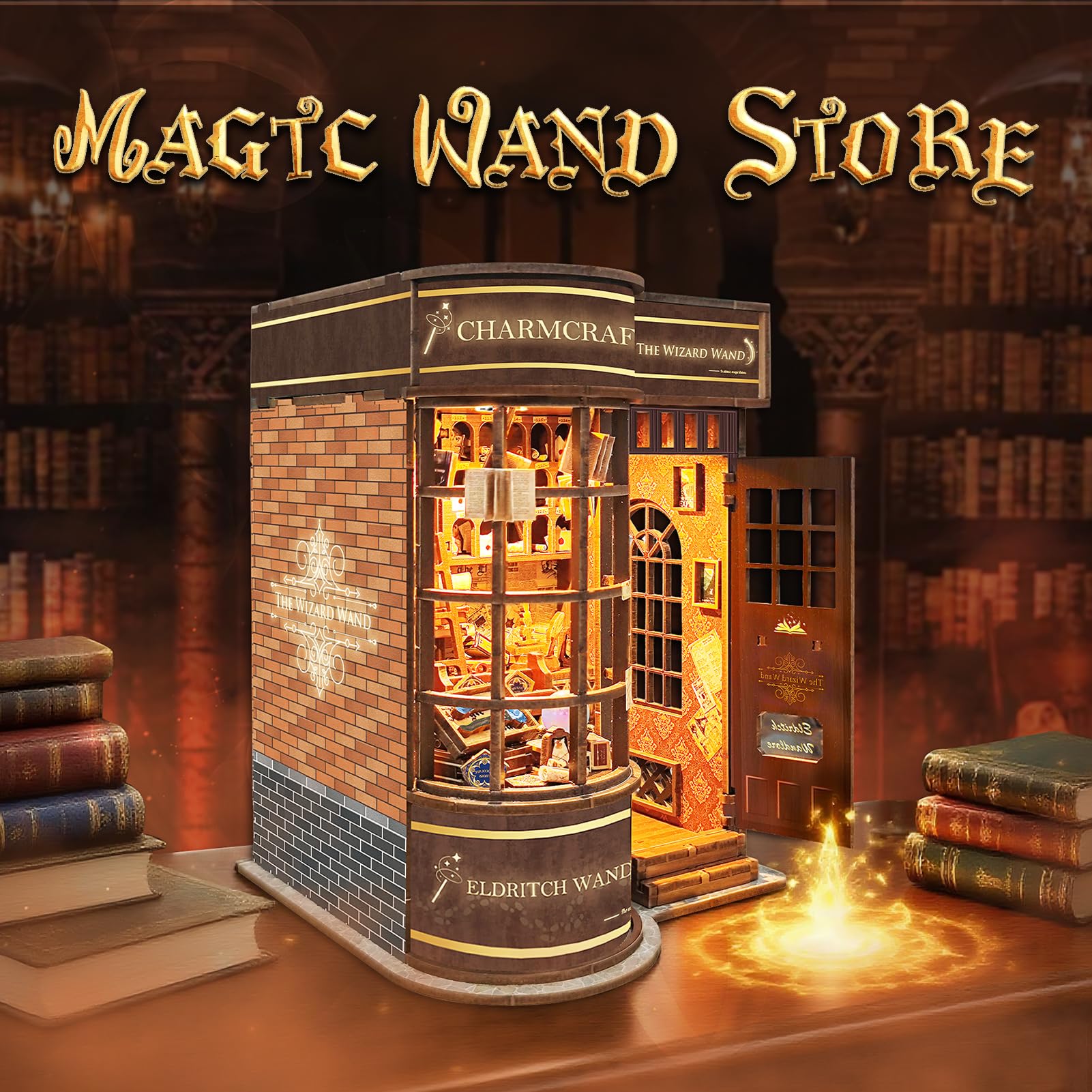 UFLJPKS Book Nook Kit for Adults and Teens, DIY Miniature House Kit with Led Light, 3D Wooden Puzzles for Adults, Wood Gifts for Family and Friends