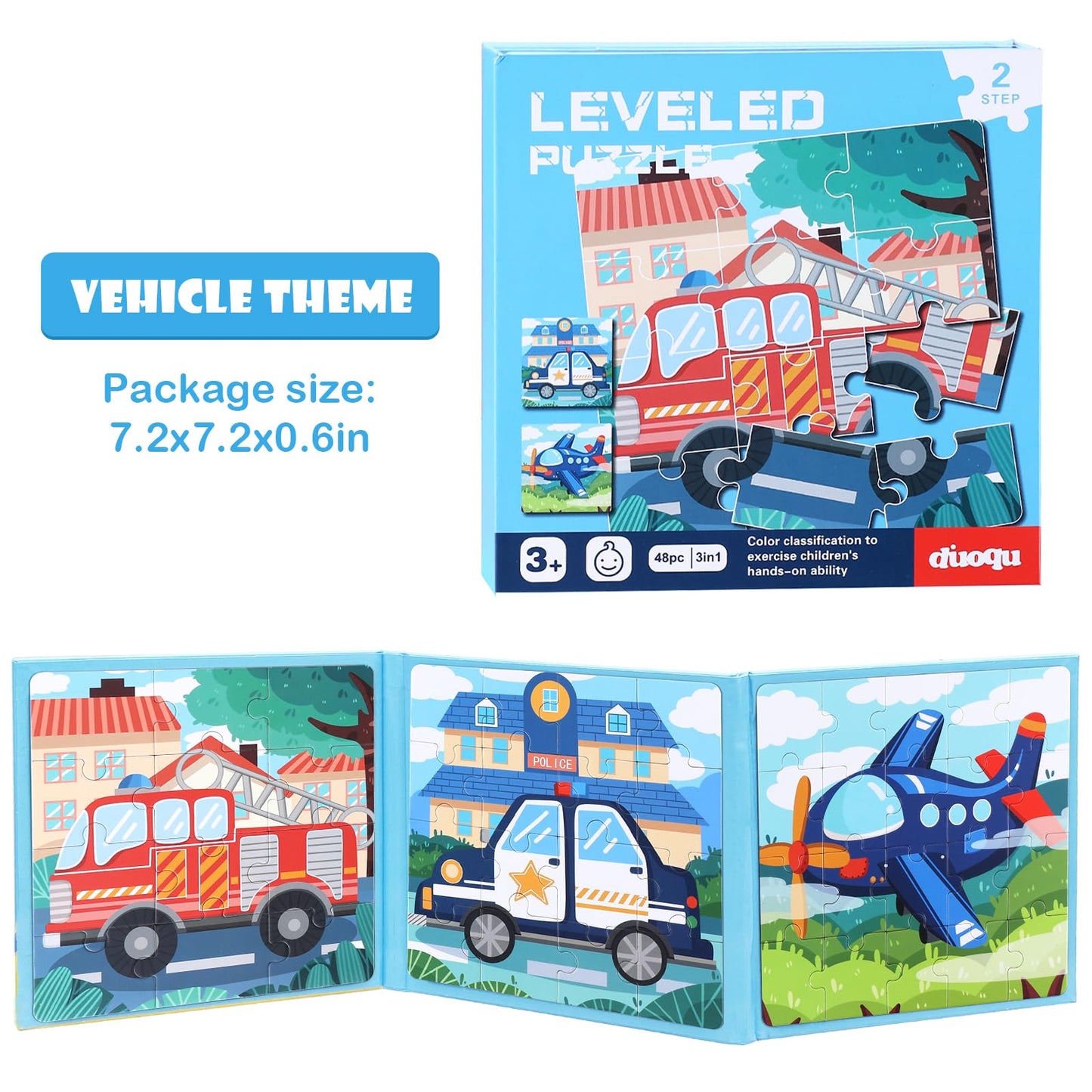 Magnetic Puzzles for Kids Ages 3-5, 3 in 1 Vehicle Toddlers Magnet Jigsaw Puzzle Book, Kids Travel Road Trip Puzzle Toys for Boys and Girls Ages 4-8
