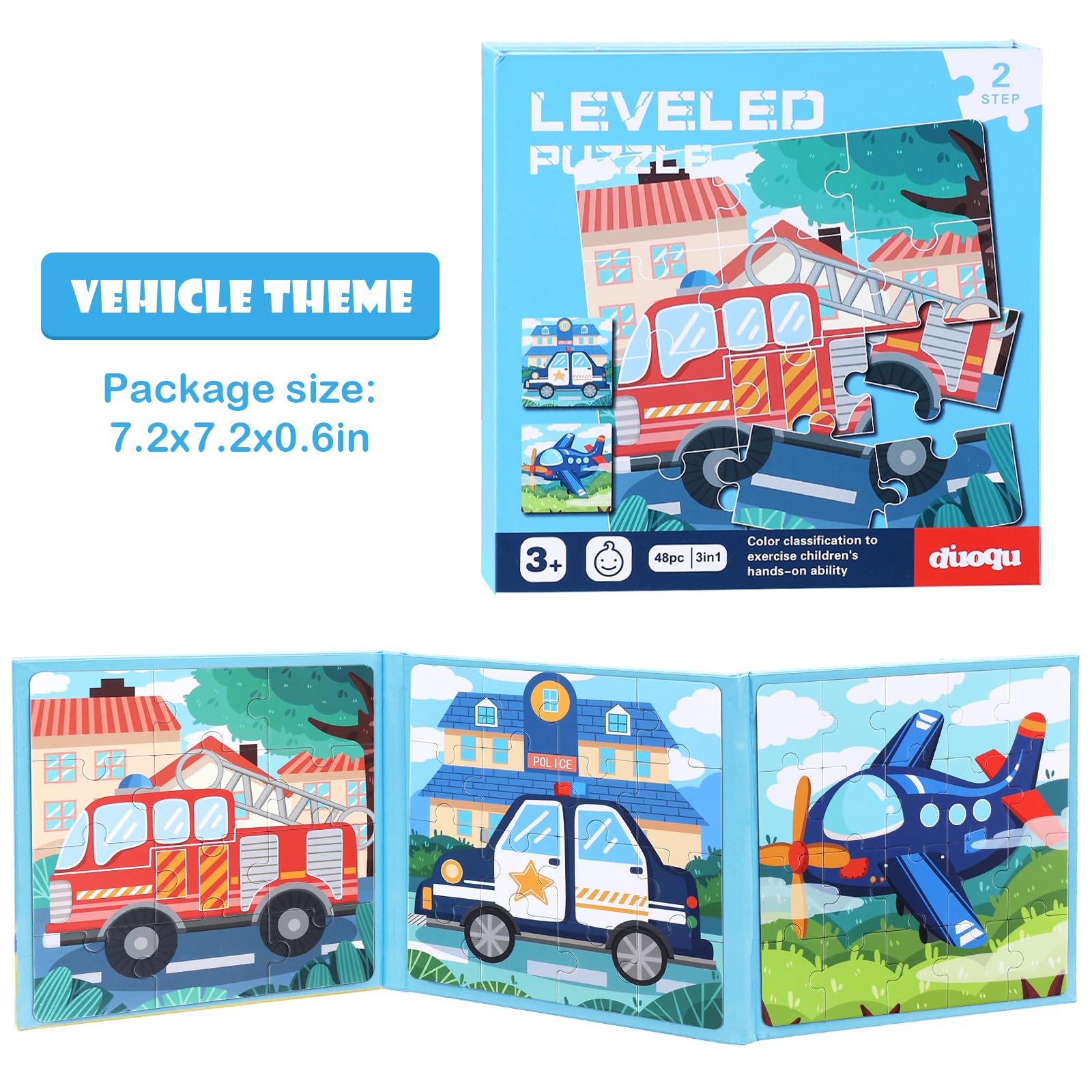 Magnetic Puzzles for Kids Ages 3-5, 3 in 1 Vehicle Toddlers Magnet Jigsaw Puzzle Book, Kids Travel Road Trip Puzzle Toys for Boys and Girls Ages 4-8