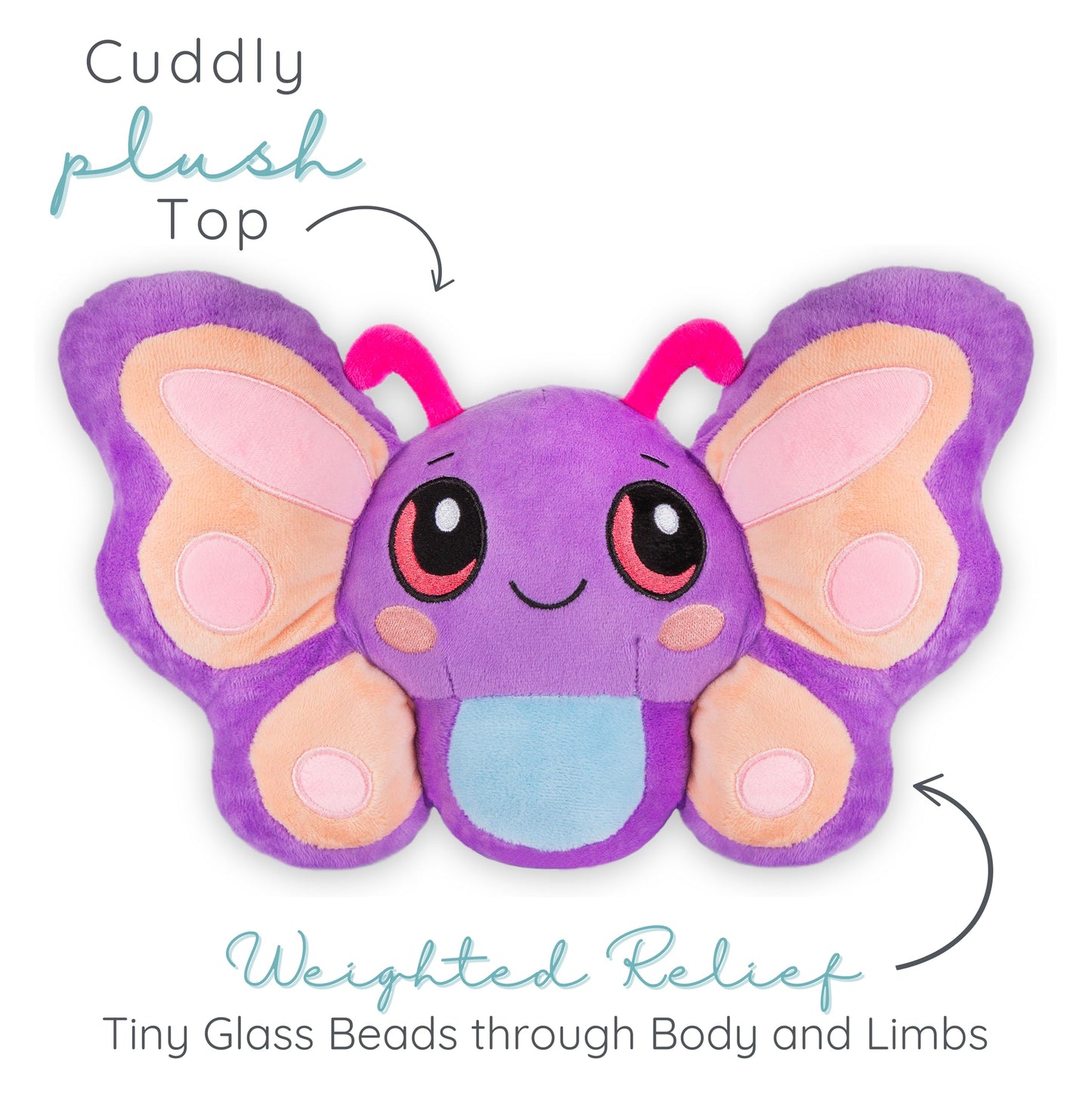 Bella Butterfly - Microwavable & Weighted Plush Stuffed Animal - Heated Plushie for Warmth - Cute, Soft, Cozy Toy for Adults & Children (Boys, Girls