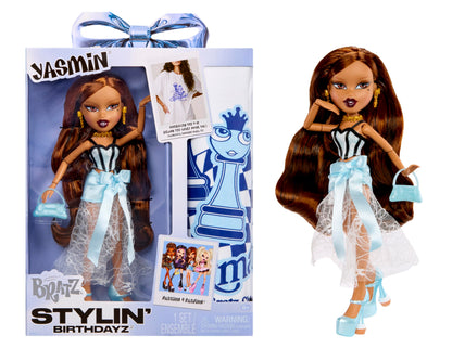 Bratz Stylin’ Birthdayz Yasmin Fashion Doll with Customizable T-Shirt for You and Accessories