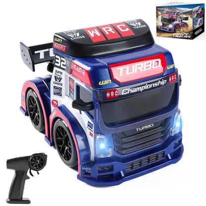 EireneRer 1:43 RC Drift Car, Semi Truck Toy with LED Headlights