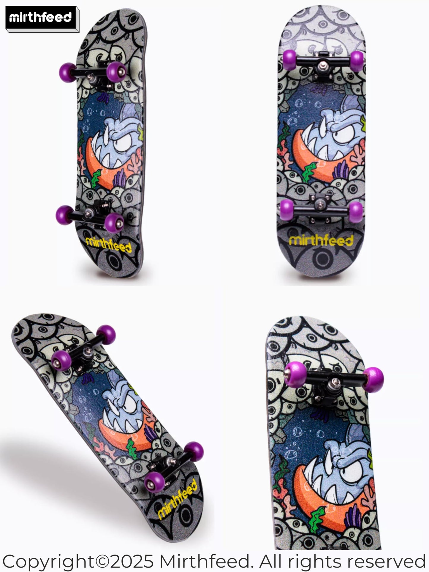 MIRTHFEED 32mm Pro Fingerboard Complete Set | Bearing Wheels | 5 Ply Maple Deck | Anti Skid Grip Tape | Complimentary Tool | Concave Shape