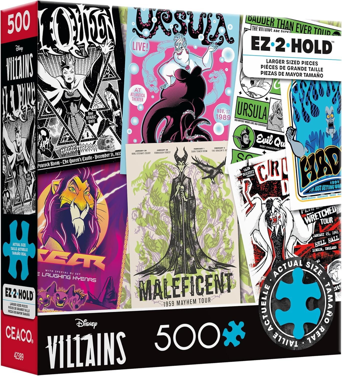 Ceaco - Disney Villains Gig Posters - 500 Large Piece Puzzle for Adults
