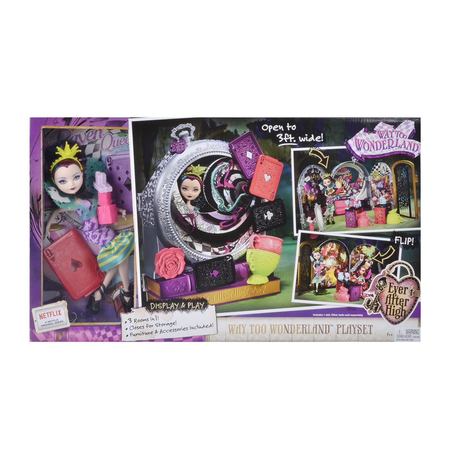 Mattel Ever After High Way Too Wonderland High and Raven Queen Playset, 6 years and up