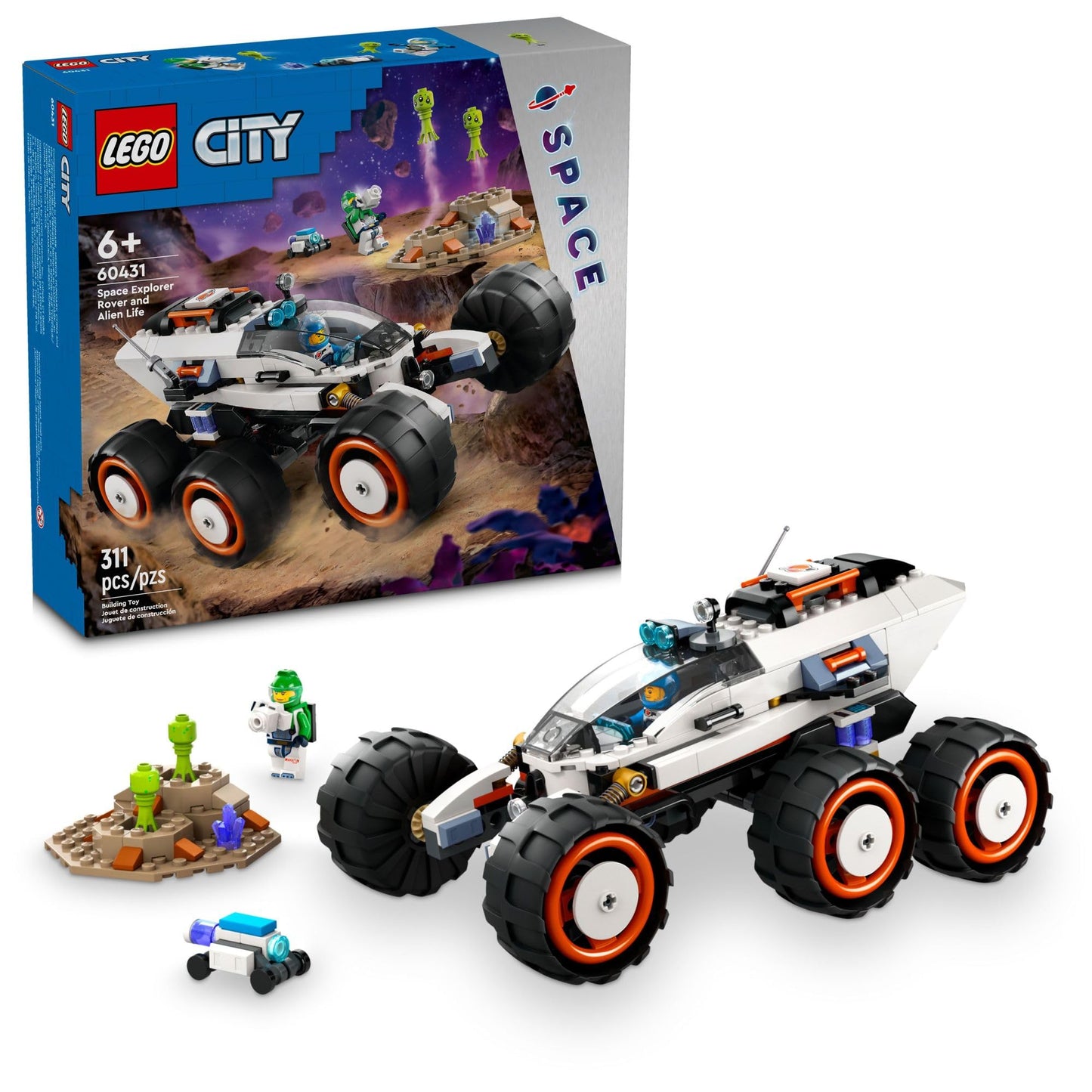 LEGO City Space Explorer Rover and Alien Life Toy, Space Gift for Boys and Girls Ages 6 and Up with 2 Minifigures, Robot and Extraterrestrial Figures,