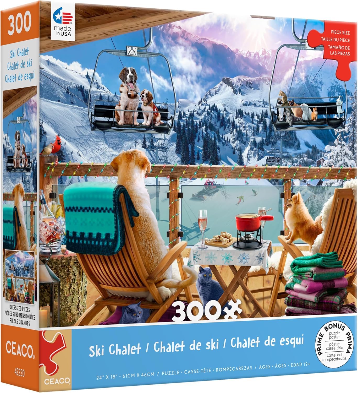 Ceaco - Ski Chalet - 300 Large Piece Jigsaw Puzzle for Adults