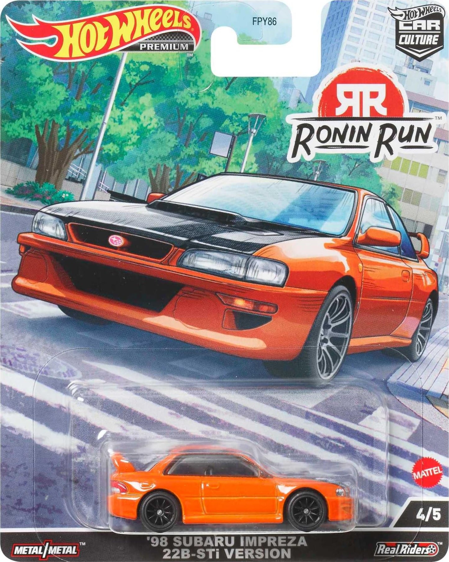 Hot Wheels Car Culture Circuit Legends Vehicles for 3 Kids Years Old & Up, Subaru WRX Sti 22B, Premium Collection of Car Culture 1:64 Scale Vehicles