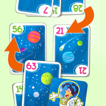 Melon Rind Jump 7, Math Game for Kids Learning Multiples of 7, Lively, Space-Themed Card Game, Quick, Fun Activity for Boosting Math Confidence, Easy