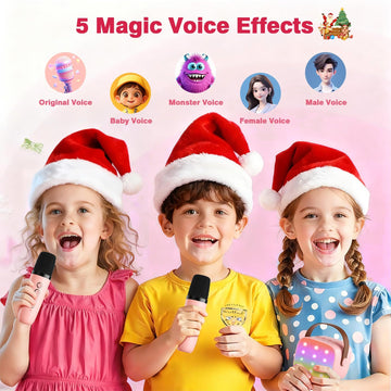 Mini Karaoke Machine with 2 Wireless Microphones, 2026 TOP Kids Portable Bluetooth Karaoke Machine for 3, 4, 5, 6, 7, 8, 9,10,11,12+Year Old