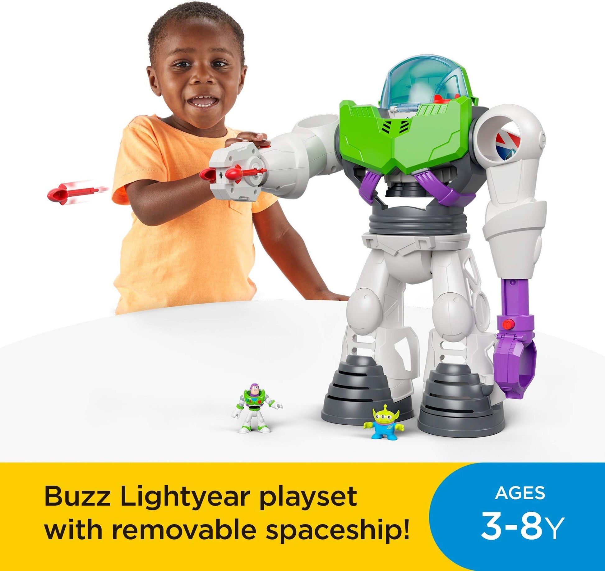 Fisher-Price Imaginext Preschool Toy Disney Pixar Toy Story Buzz Lightyear Robot Playset with Spaceship for Pretend Play Kids Ages 3+ Years