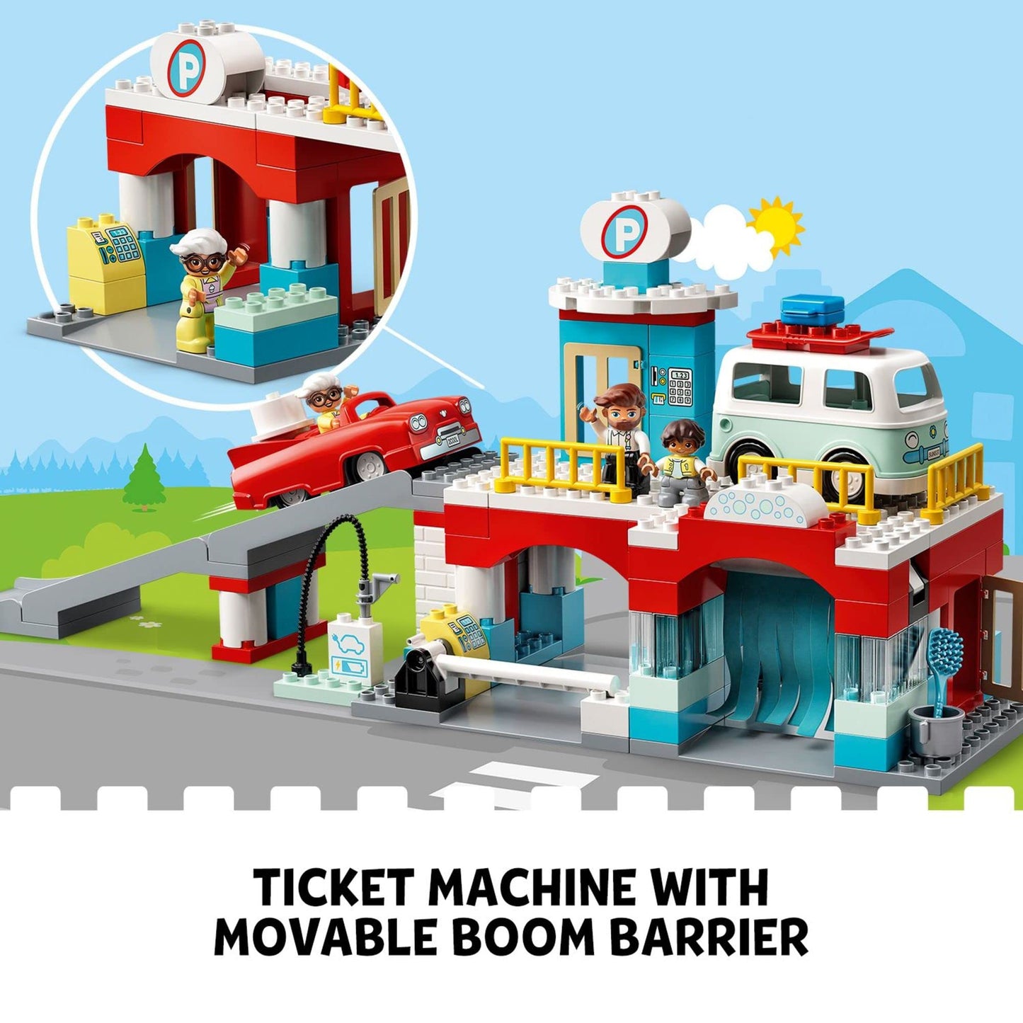 LEGO DUPLO Parking Garage and Car Wash Set 10948, Learning Toy for Toddlers with Garage, Gas Station & Toy Cars, Gifts for 2 Plus Year Old Boys &