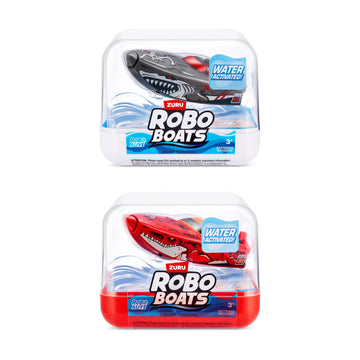 Robo Alive Robo Boats, White Shark & Dino Shark, 2 Pack, by ZURU, Water Activated Boat Toy, (Amazon Exclusive)