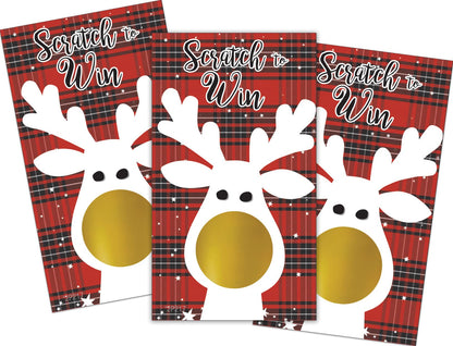 DISTINCTIVS Reindeer Christmas Scratch Off Cards, Christmas Party Game - 28 Count, Holiday Scratch Off Cards