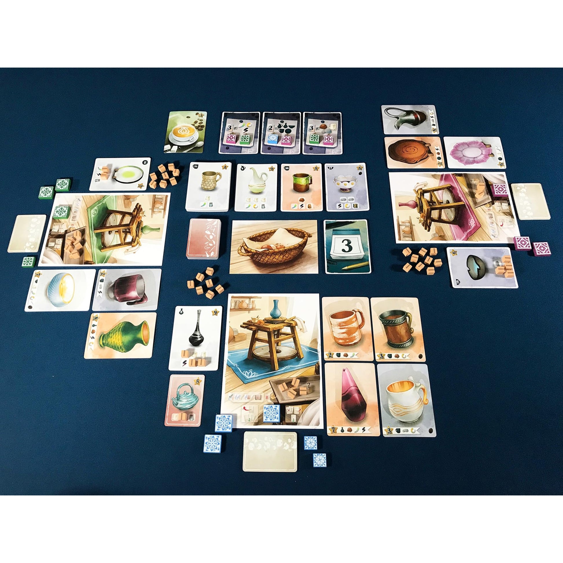 Pencil First Games: Sunrise at The Studio - Pottery Set Collection & Drafting Board Game, Cozy Small Box, Solo Mode, Ages 14+, 1-4 Players, 20 Min