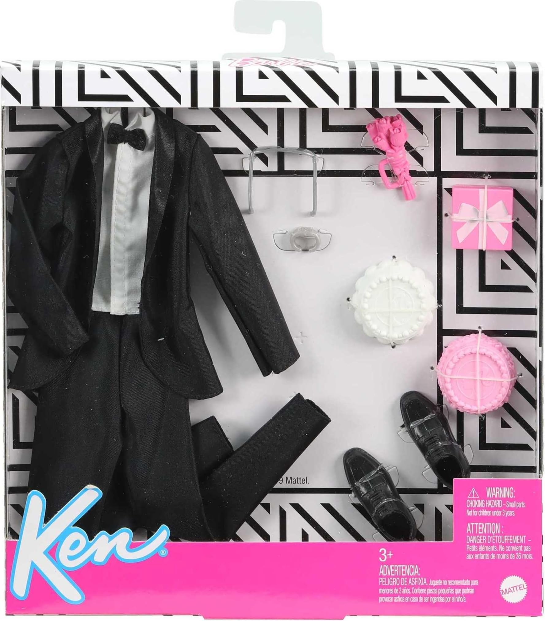 Barbie Fashion Pack: Bridal Outfit for Ken Doll with Tuxedo, Shoes, Watch, Gift, Wedding Cake with Tray & Bouquet, Gift for Kids 3 to 8 Years Old
