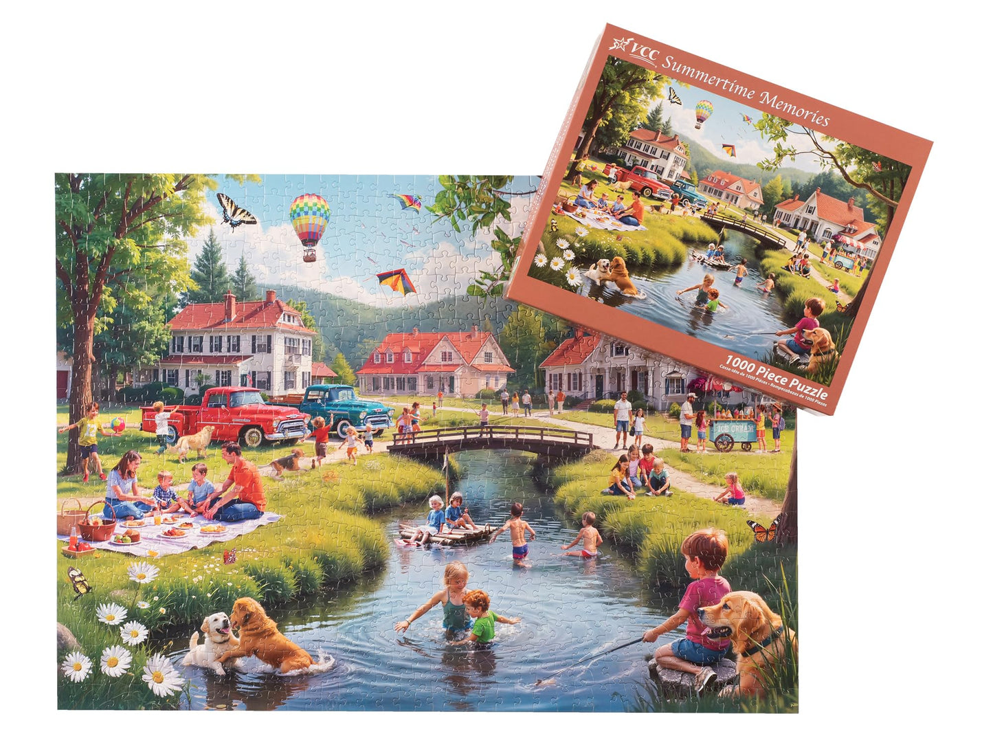 Summertime Memories 1000 Piece Jigsaw Puzzle - Nostalgic Puzzle for Adults & Families - Fully Interlocking Pieces - Stunning High Definition Color