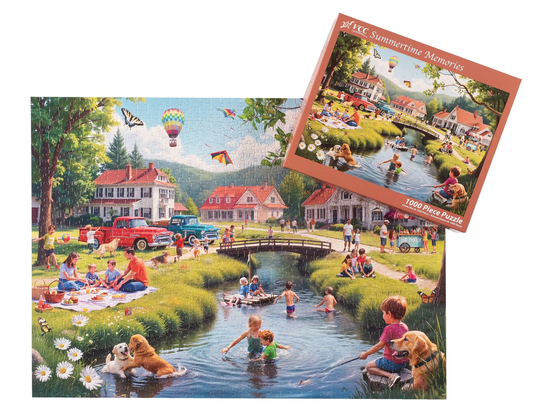 Summertime Memories 1000 Piece Jigsaw Puzzle - Nostalgic Puzzle for Adults & Families - Fully Interlocking Pieces - Stunning High Definition Color
