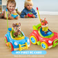 lalalark JOVA 2 Pack Remote Control Car for Toddlers, RC Cars with Cartoon Figure, Kids Toy Bumper Cars with LED Lights and Sounds, Light Up Car