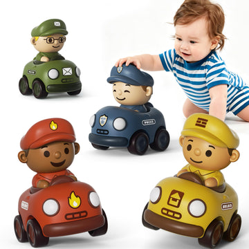 Aila+Aiden Press to Go Car Toys for Toddlers 1-3, Baby Racing Cars, Infant Play Vehicle Set, Baby Push Go Friction Car Toys for 6-9-12-18 Months, 1st