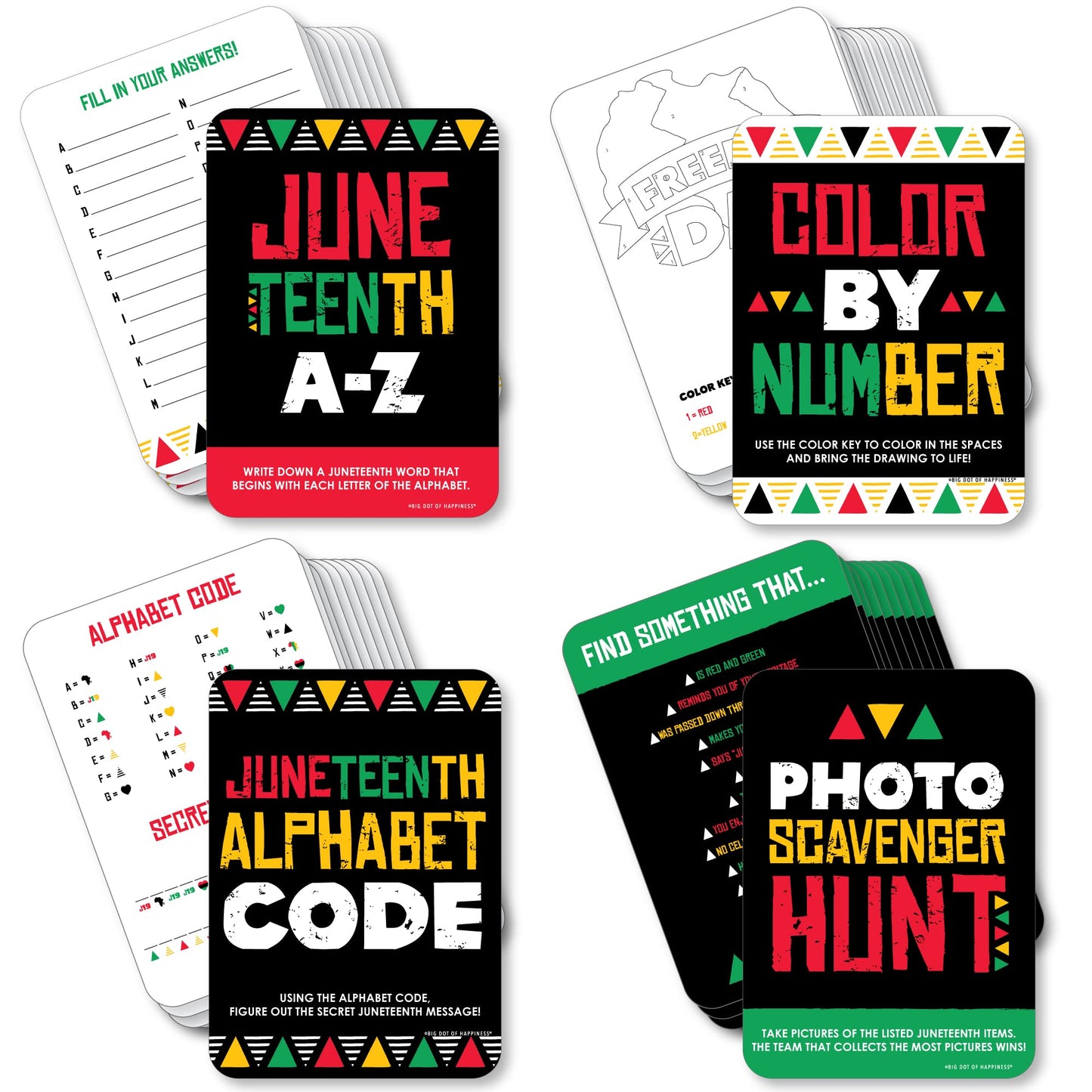 Big Dot of Happiness Happy Juneteenth - 4 Freedom Day Party Games - 10 Cards Each - Gamerific Bundle