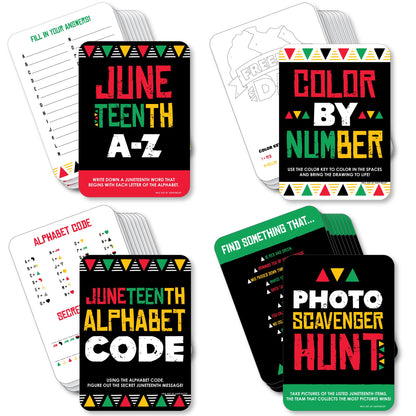 Big Dot of Happiness Happy Juneteenth - 4 Freedom Day Party Games - 10 Cards Each - Gamerific Bundle