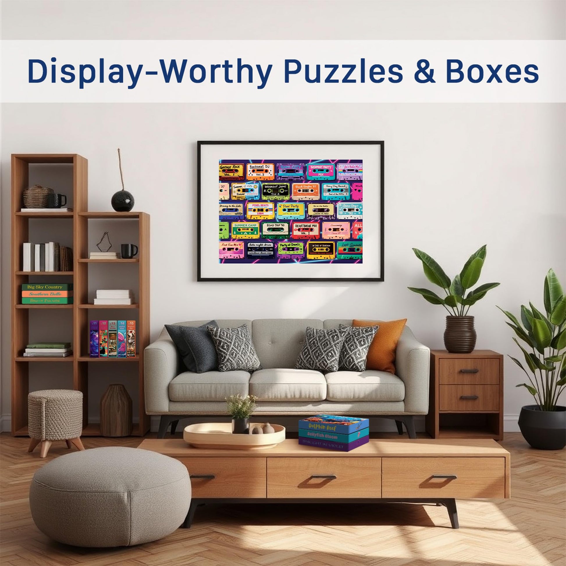 Mixtape Memories (No. 16) - 1000 Piece Retro Jigsaw Puzzle for Adults | Printed in USA | Satin Low-Glare Finish | Random Ribbon Cut | Bonus Poster |