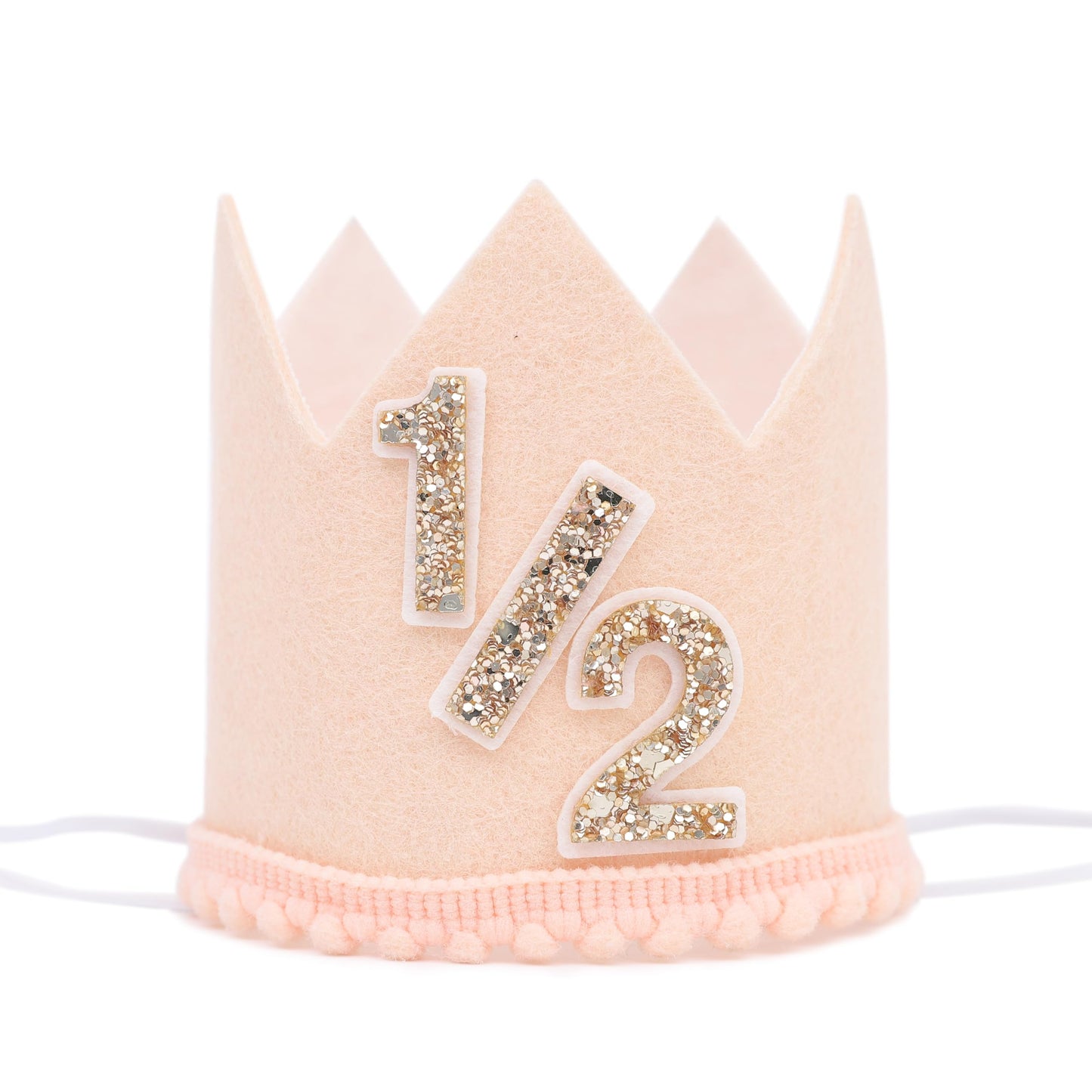 Jissoo Apricot 1/2 Birthday Crown - 6 Months Decorations, Cake Smash Party Crown, Half Birthday Hat Photo Props, Little Cute 1/2 Way To One Decoration