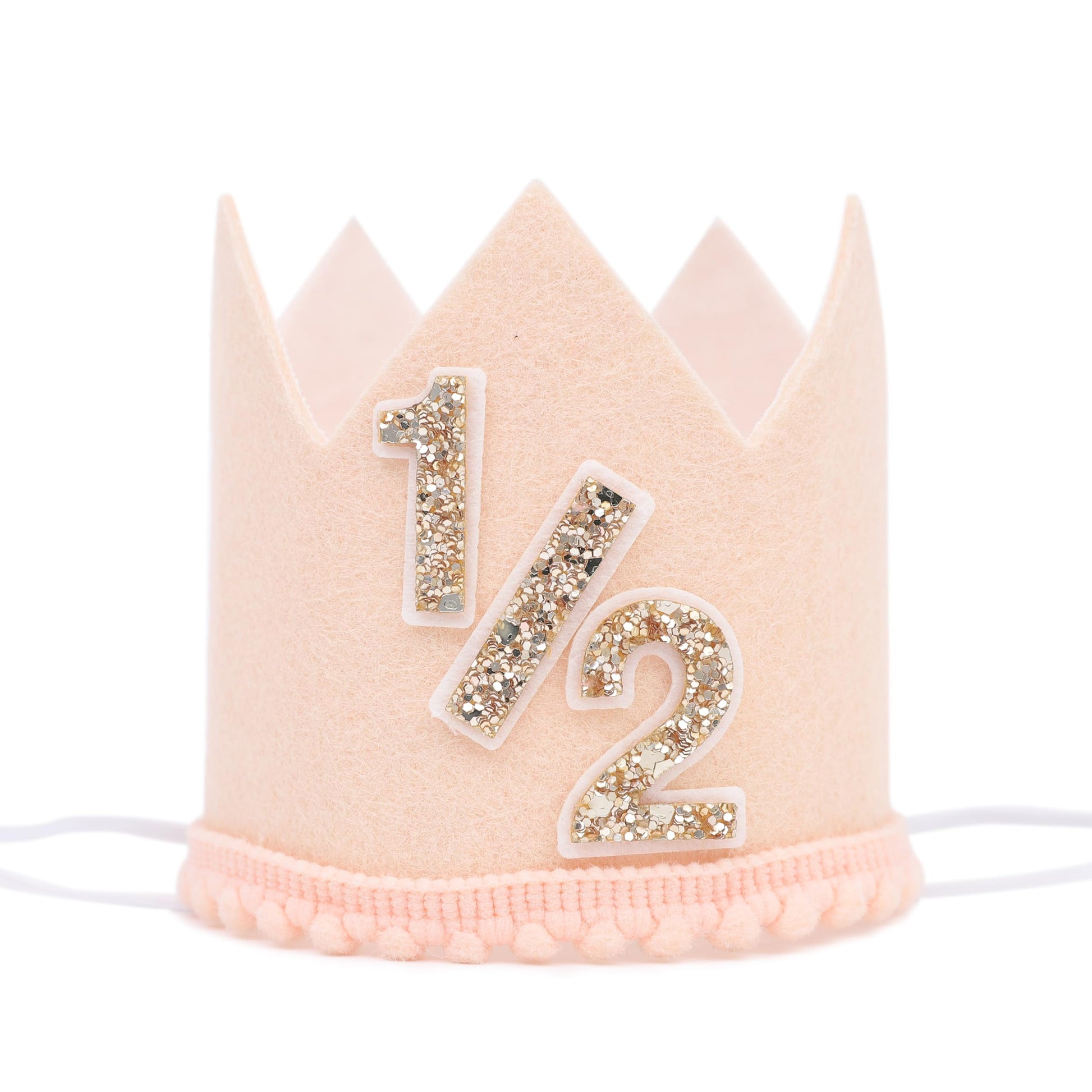 Jissoo Apricot 1/2 Birthday Crown - 6 Months Decorations, Cake Smash Party Crown, Half Birthday Hat Photo Props, Little Cute 1/2 Way To One Decoration