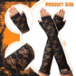 WILLBOND 4 Pcs Halloween Black Witch Hats and Lace Gloves Set, Halloween Costume Accessories, for Dress up Party Supplies