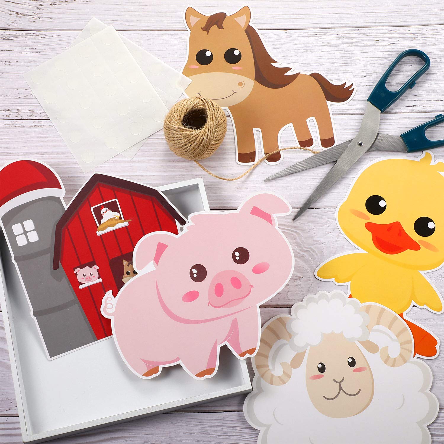Blulu 35 Pcs Farm Animals Decor Farm Animal Cutouts for Baby Shower, Bulletin Board, Classroom Decor, Kindergarten, Birthday, Party Essentials with 80