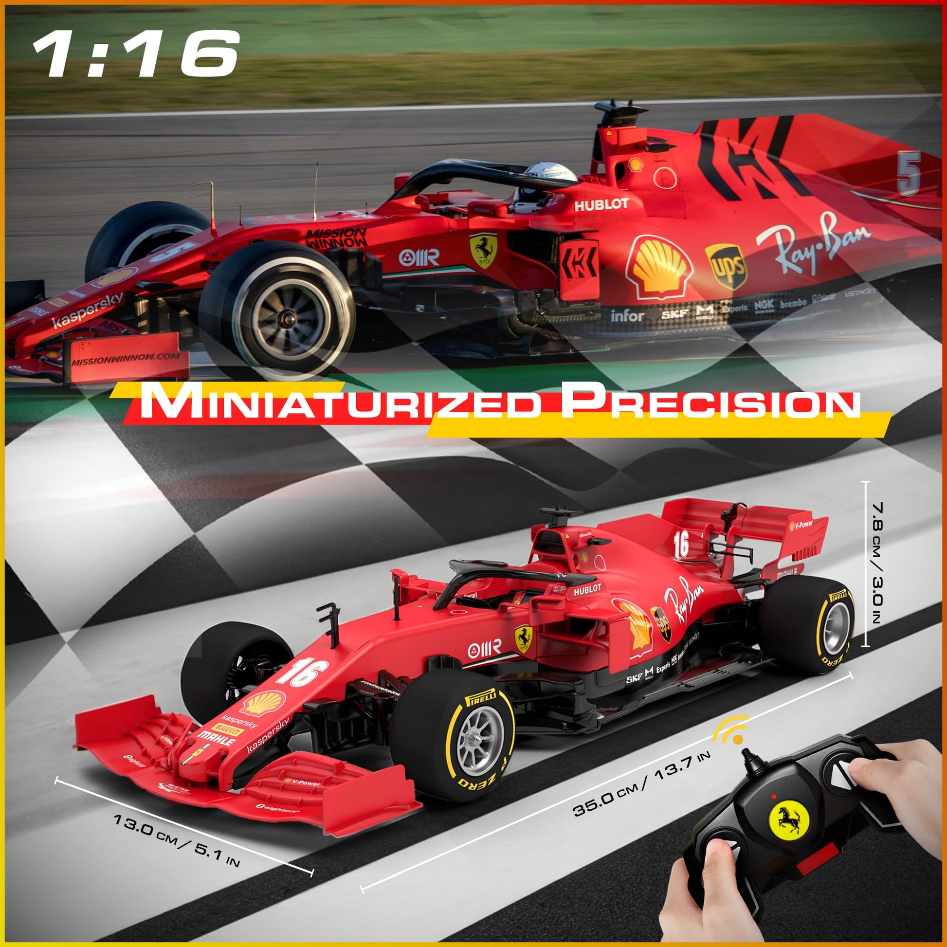 Voltz Toys Licensed Ferrari F1 SF1000 RC Car Building Kit, 1/16 Scale Supercar Assembly Set with Remote Controller, Licensed Model, 65 Pieces, STEM