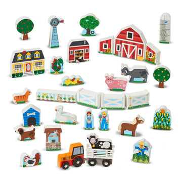 Melissa & Doug Wooden Farm and Tractor Play Set (33 Pcs)
