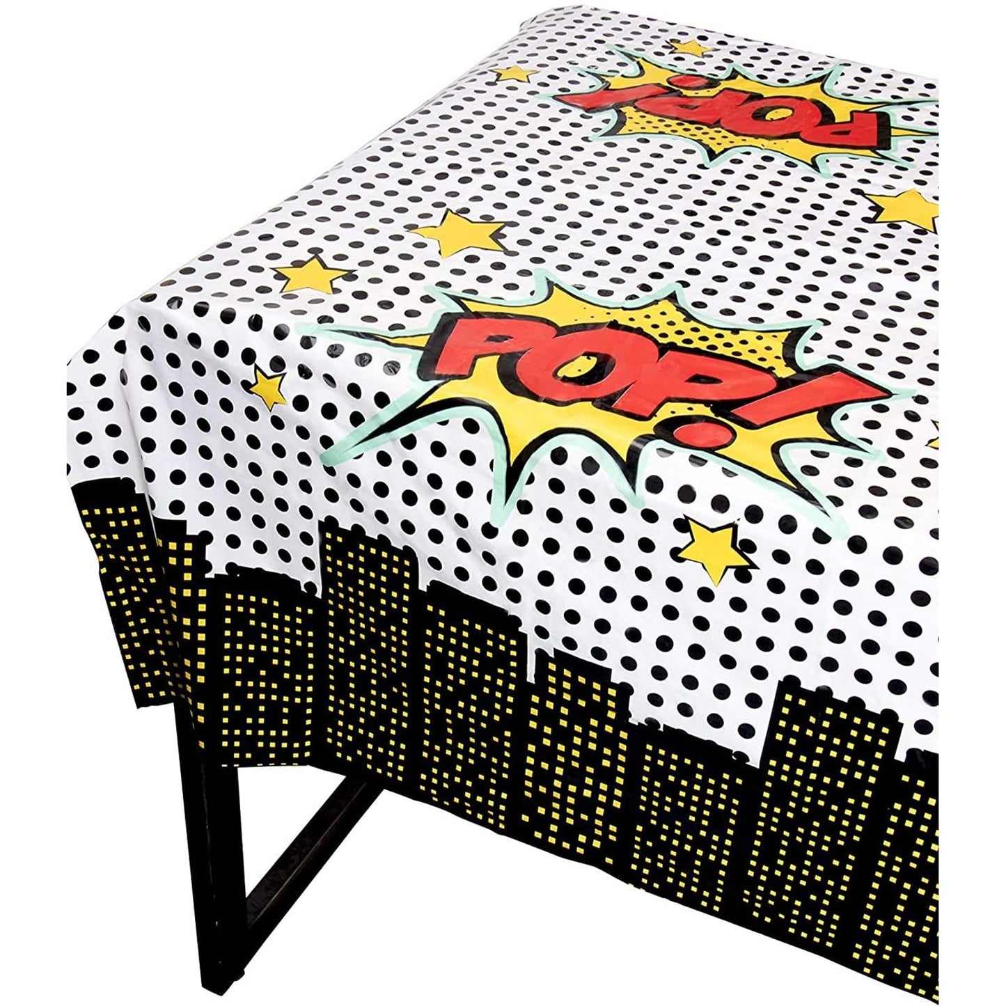 Blue Panda 3-Pack (3 Tablecloths) Comic Book Party Decorations Tablecloths | Disposable Plastic Superhero Table Covers | Waterproof Spill Protection