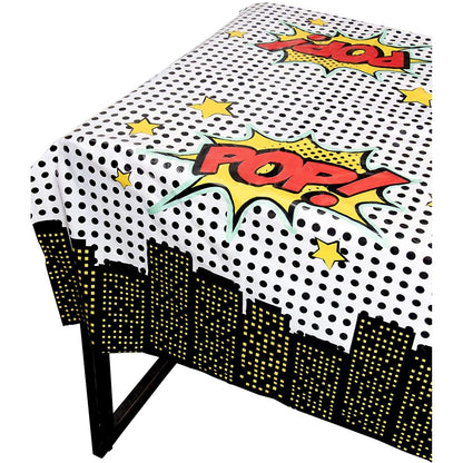 Blue Panda 3-Pack (3 Tablecloths) Comic Book Party Decorations Tablecloths | Disposable Plastic Superhero Table Covers | Waterproof Spill Protection
