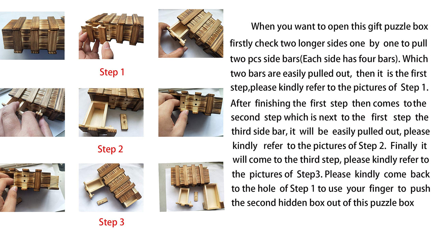 Money Holder Puzzle Box for Adults Brain Teaser Wooden Puzzle Box Difficult Magic Cube Game Box with Extra Secure Secret Drawer IQ Toys