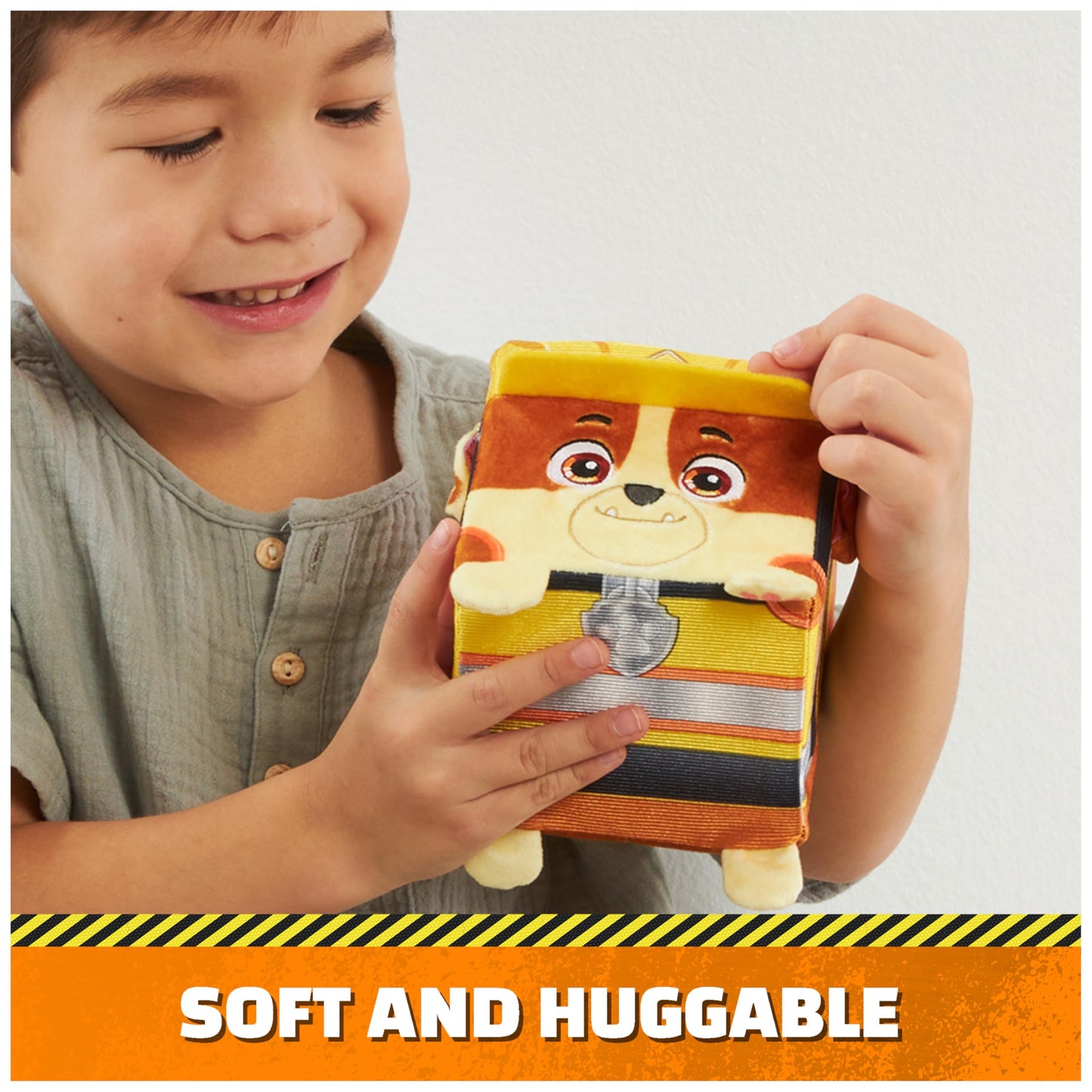 Rubble & Crew Stuffed Animals, Rubble, 4-Inch Cube-Shaped Plush Toy for Kids Ages 3 and Up