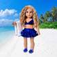 Bikini Mini - 4 Piece Bikini Outfit - Skirt, Bikini Top, Matching Flip Flops and Beach Blanket - Clothes Fits 18 Inch Doll (Doll Not Included)