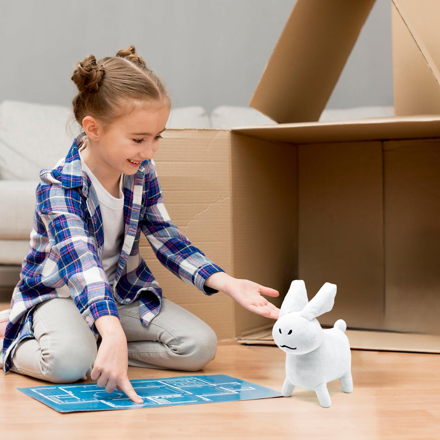 Adenzai White Gubby Rabbit Plush Toy - Soft Forsaken Gubby Plush Stuffed Animal, Cute Game Character Collectible Plushie Gift for Kids and Gamers