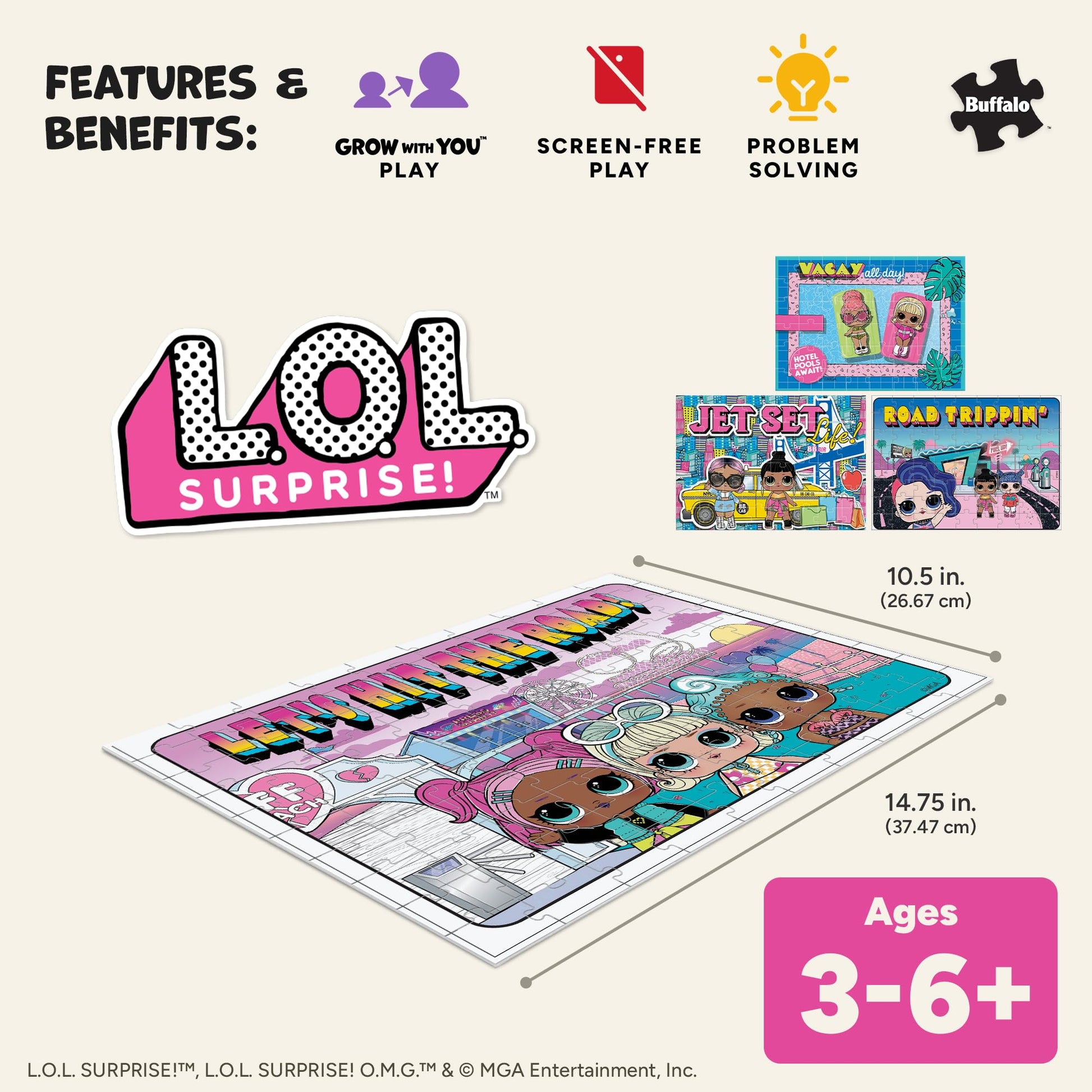 Buffalo Games - LOL - 4 X 1 Kids Multipack - LOL Travel - Multi Piece Jigsaw Puzzle for Adults -Challenging Puzzle Perfect for Game Nights - Finished