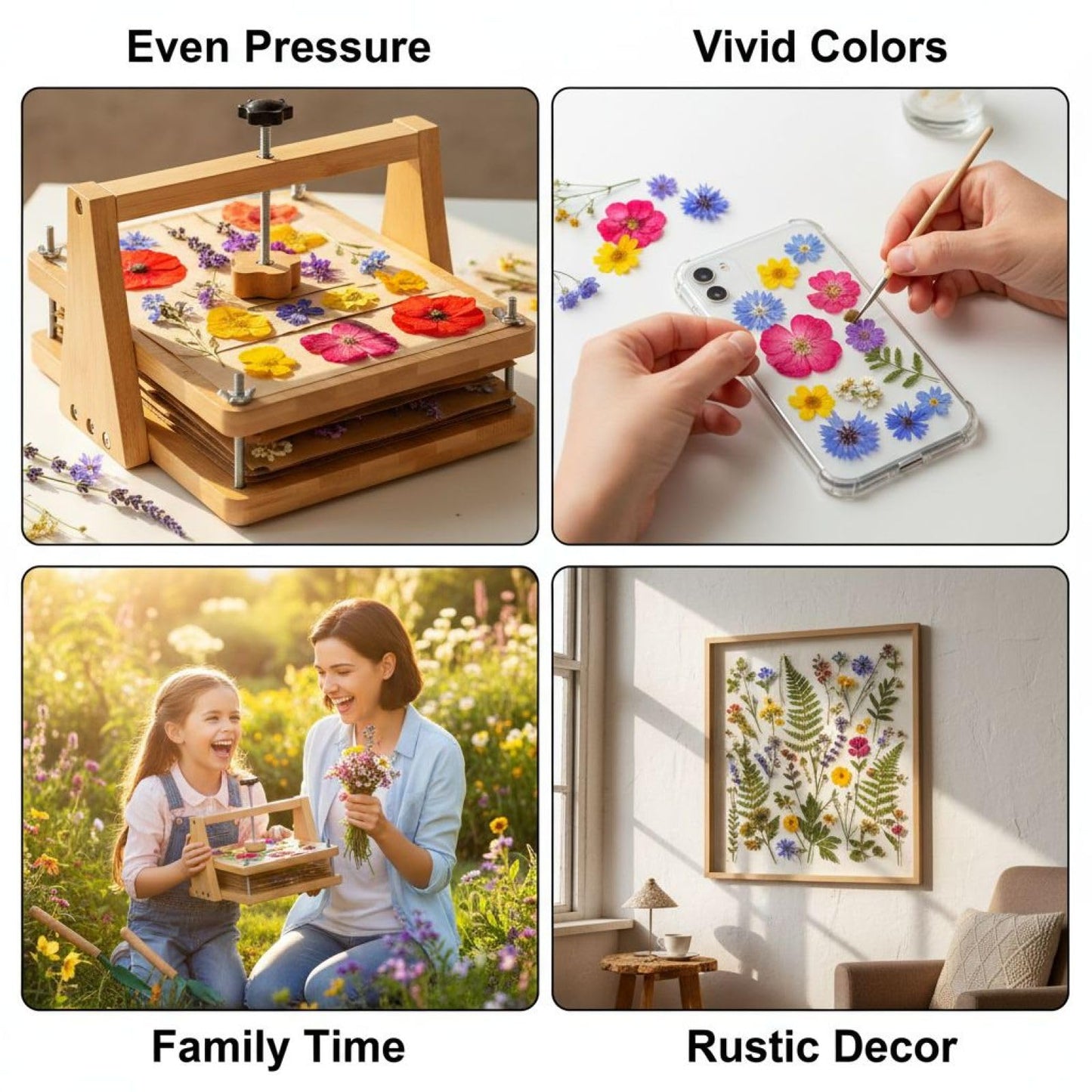 Toyosport Wooden Flower Press Kit, 11 x 7.1 in Large Floral Pressing Kit with Accessories, Multi-Layer Herbarium Press for DIY Art & Craft, Plant
