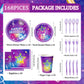 Elzoviran 168pcs Birthday Party Plates Napkins Purple Magical Music Party Supplies Disposable Tableware Set Dance Birthday Decorations for Girls Serve