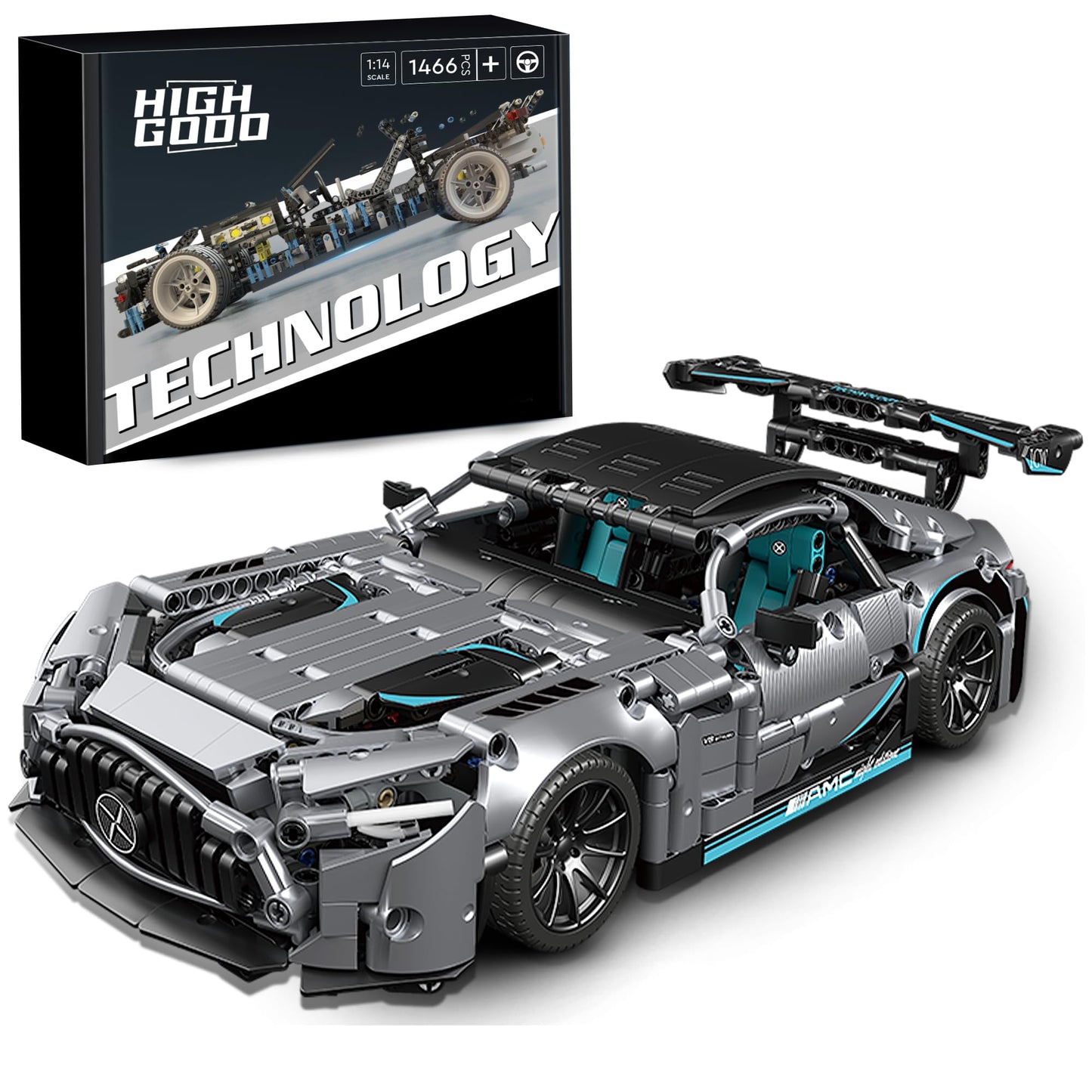 HIGH GODO Super Sports Car Building Sets for Adults, 1:14 MOC Buildable Racing Cars Model Building Blocks Kit, Supercar Birthday Gifts for Teens 14+