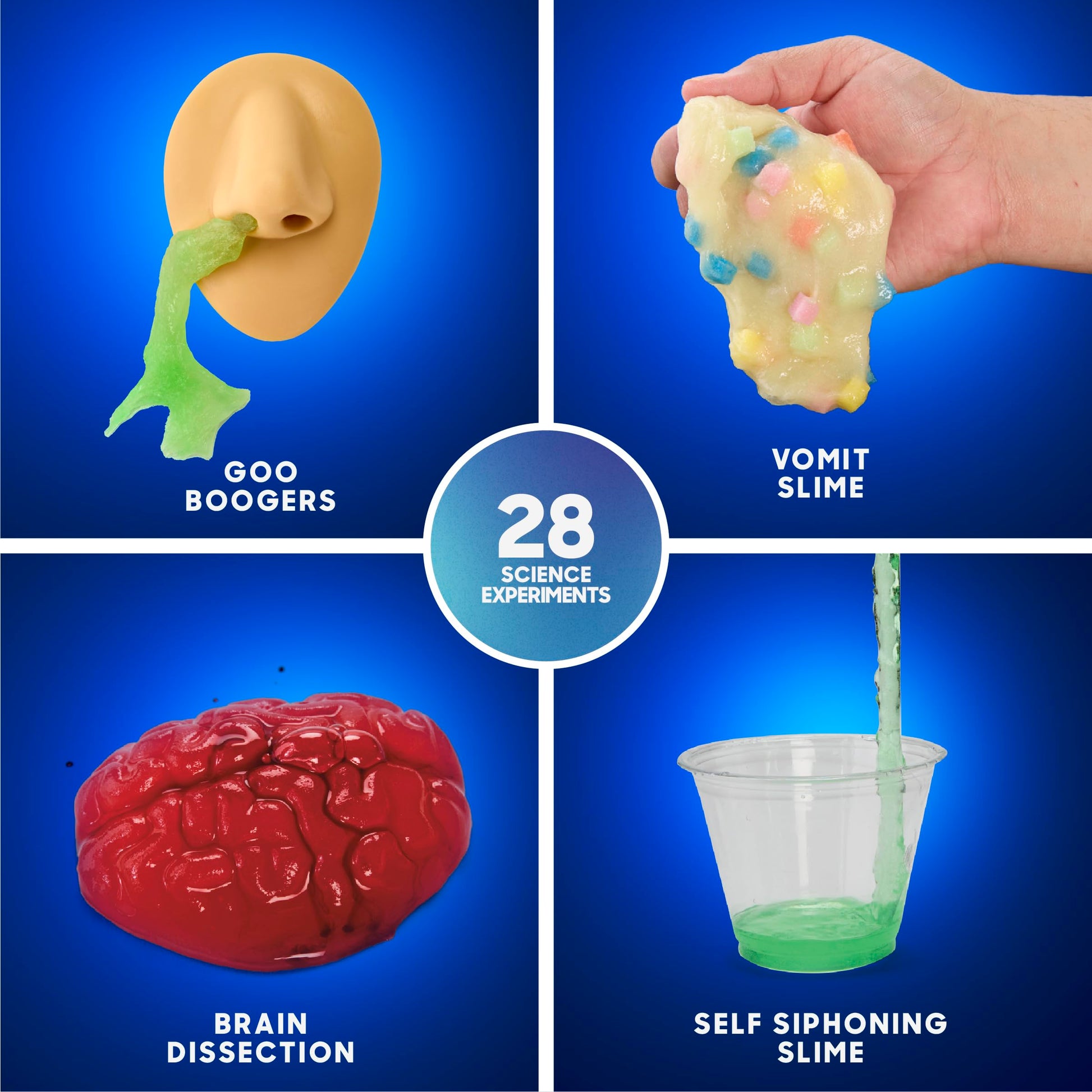 Discovery Creepy Science Lab - 28 Experiments Science Kit| Slime, Boogers, Brain Dissection| STEM Learning Toy| Glow in the Dark Chemistry Set| Kids