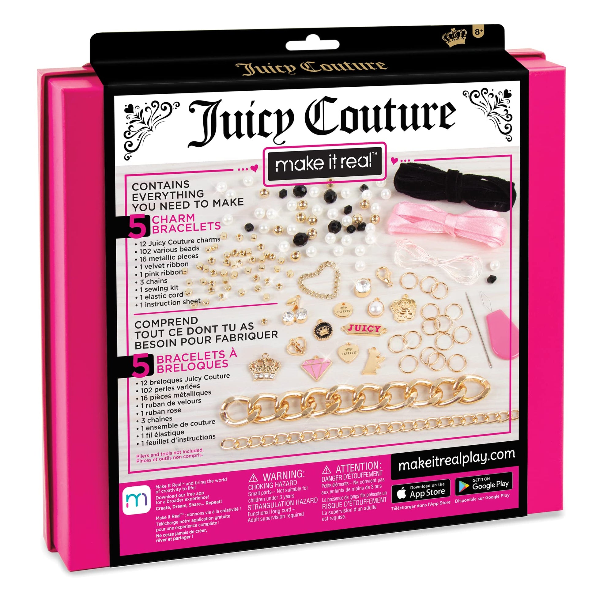 Make It Real: Juicy Coture Chains & Charms, DIY Bracelet Kit, Includes 12 Juicy Coture Charms, Makes Up to 5 Bracelets, Helps Young Girls Develop Fine