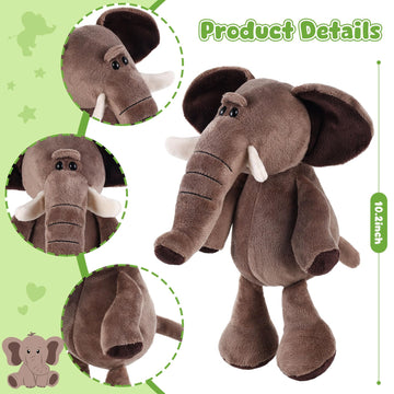 6 Pcs Safari Stuffed Animals Bulk Lion Elephant Monkey Tiger Toy Plush Zoo Animals Junble for Boy Girl Gift Animal Themed Parties Baby Shower