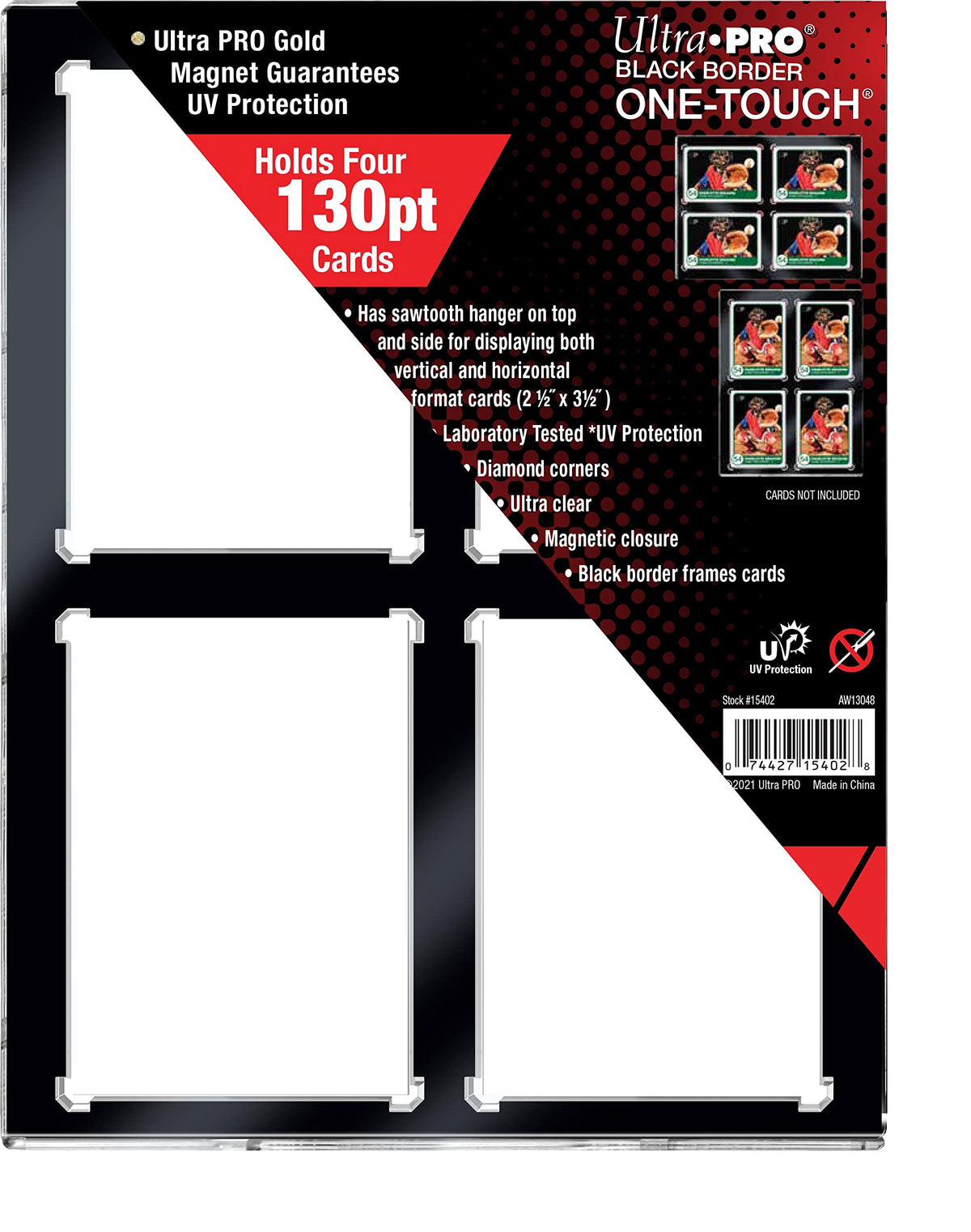 Ultra Pro 130PT 4-Card Black Border UV ONE-Touch Magnetic Holder