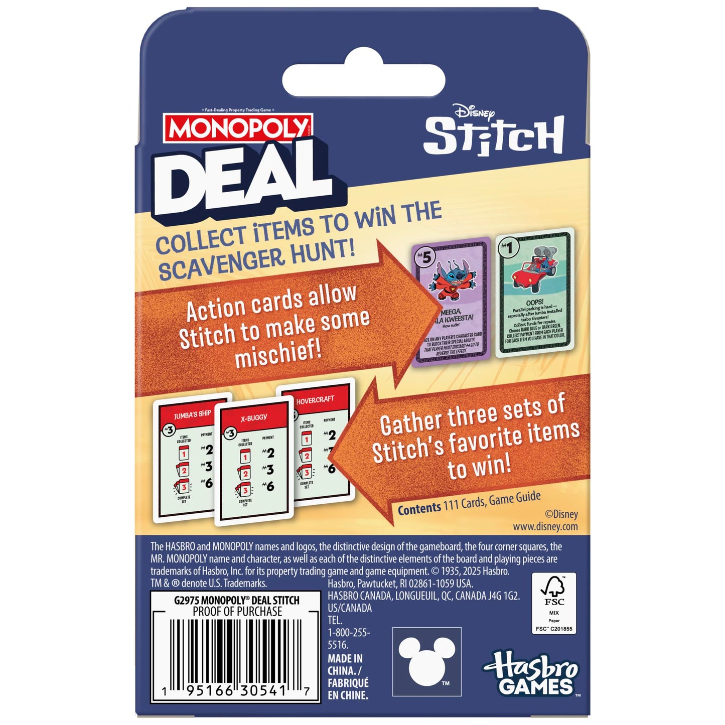 Monopoly Deal: Disney Stitch Edition Card Game | Based on Disney’s Lilo & Stitch | Officially Licensed Disney Kids Games | Ages 8+| 2-5 Players